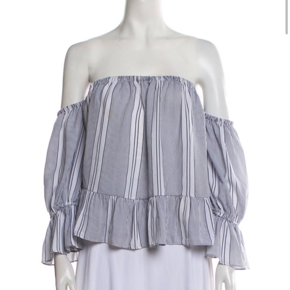 Misa Los Angeles Striped Off-Shoulder Ruffle Top